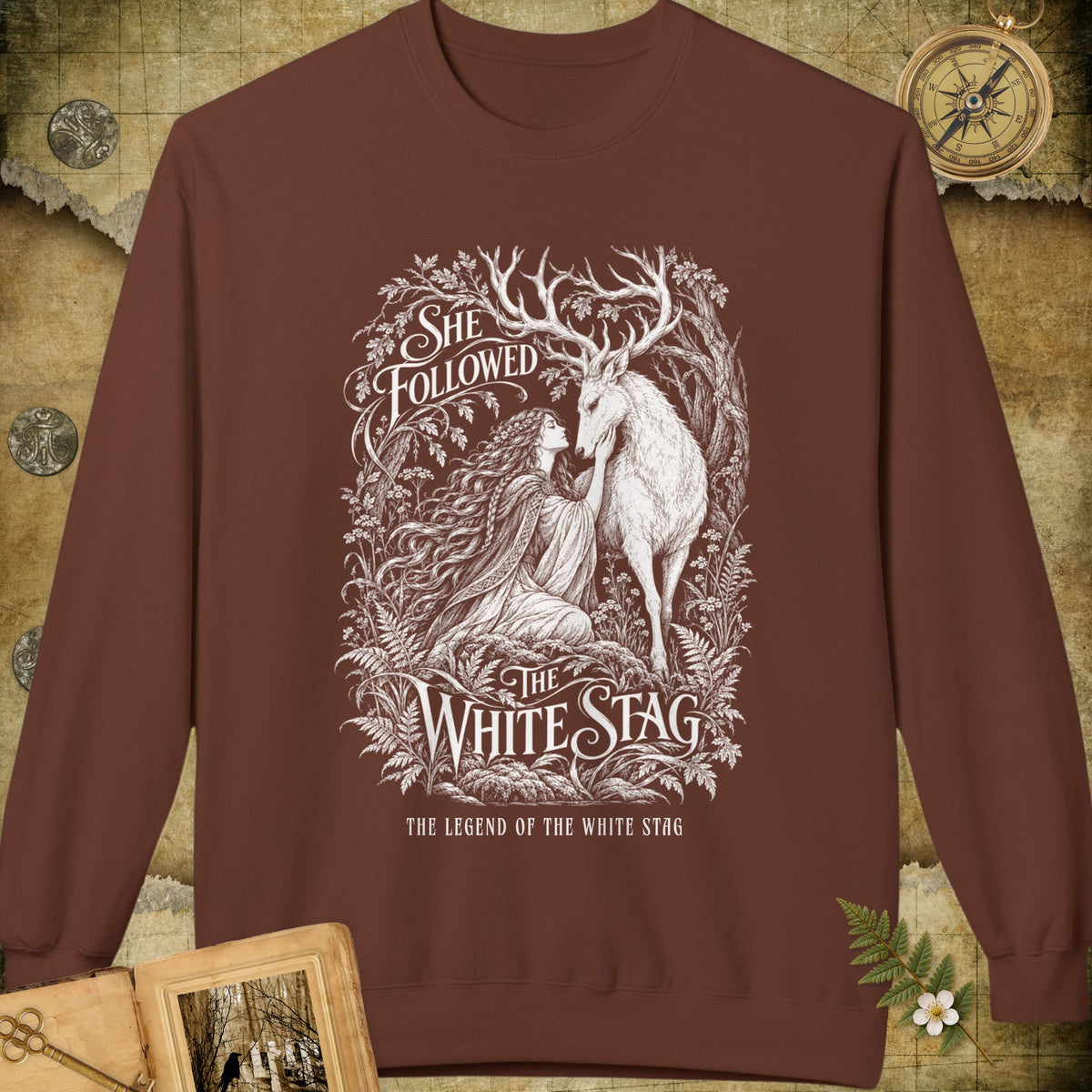 She Followed The White Stag Sweatshirt - Cocoa