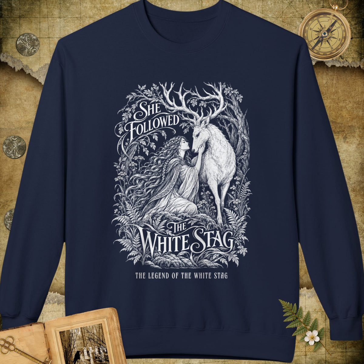 She Followed The White Stag Sweatshirt - Navy
