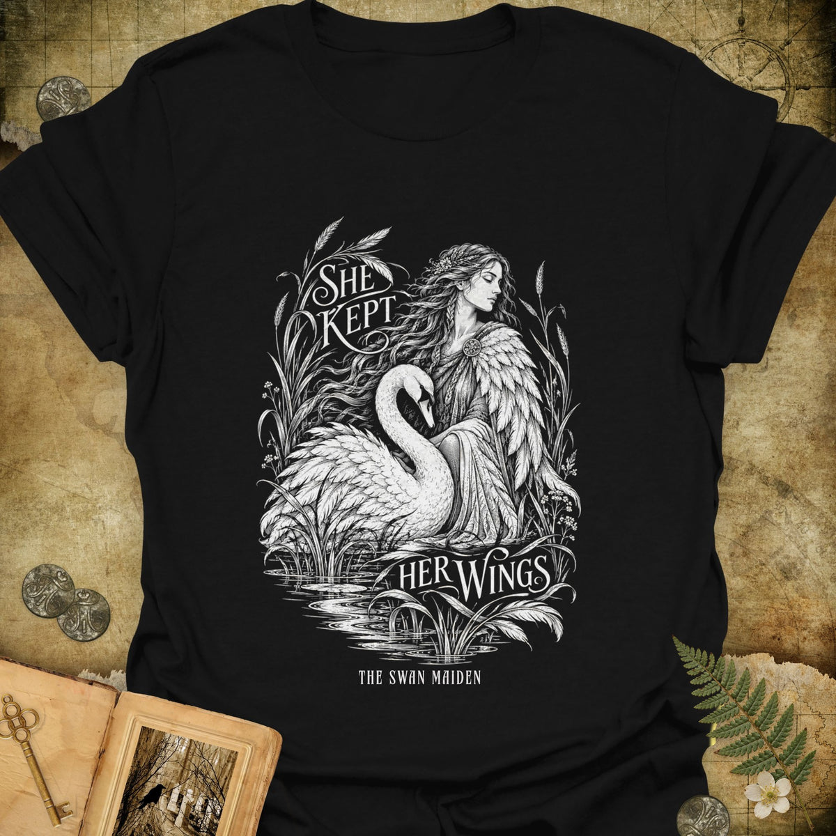 She Kept Her Wings T-Shirt - Black