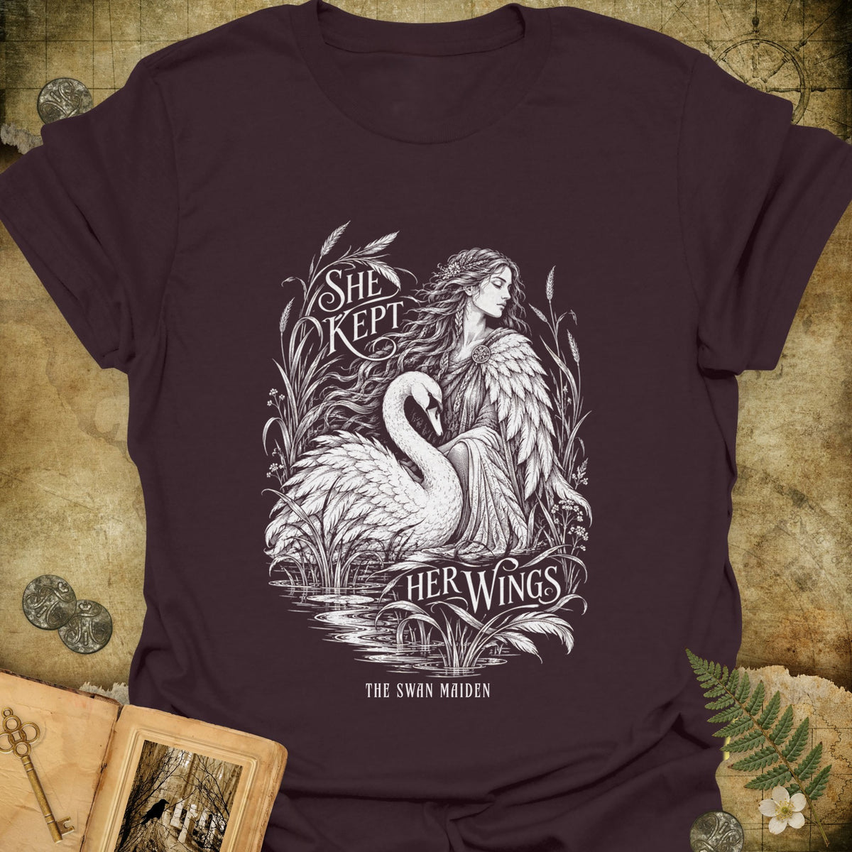 She Kept Her Wings T-Shirt - Dark Chocolate