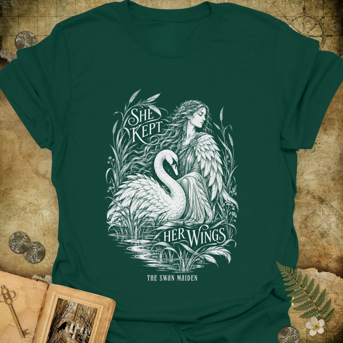 She Kept Her Wings T-Shirt - Forest Green