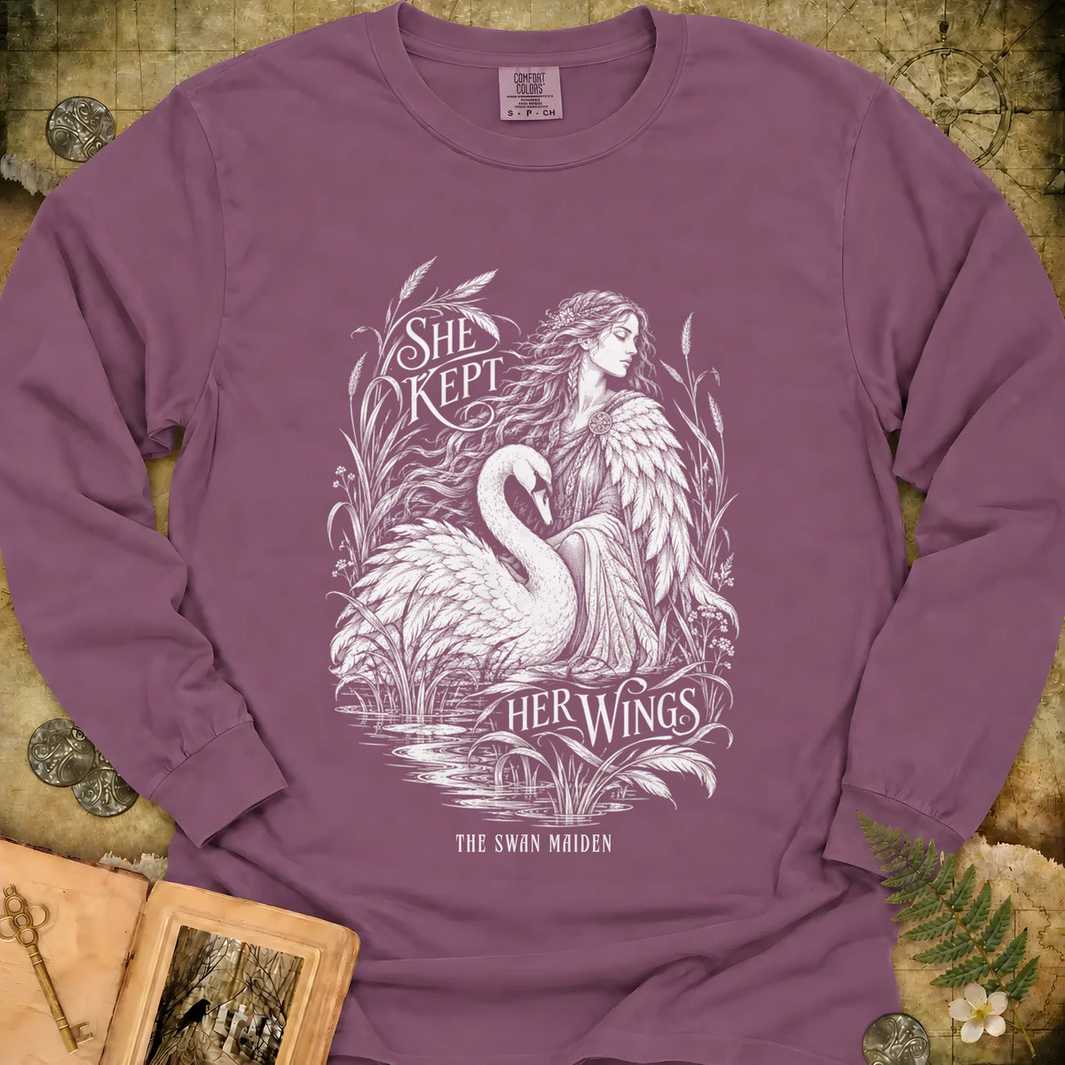 She Kept Her Wings Long Sleeve T-Shirt - Berry