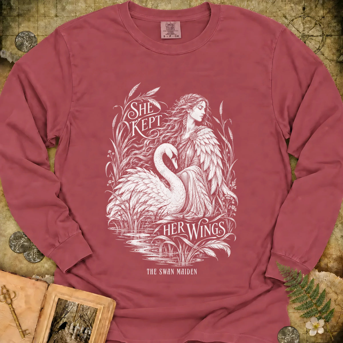 She Kept Her Wings Long Sleeve T-Shirt - Brick