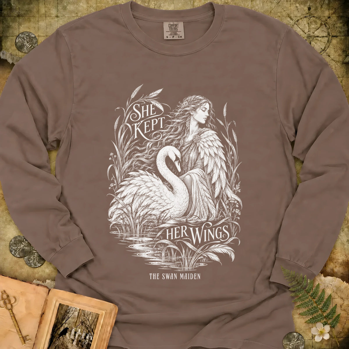 She Kept Her Wings Long Sleeve T-Shirt - Espresso