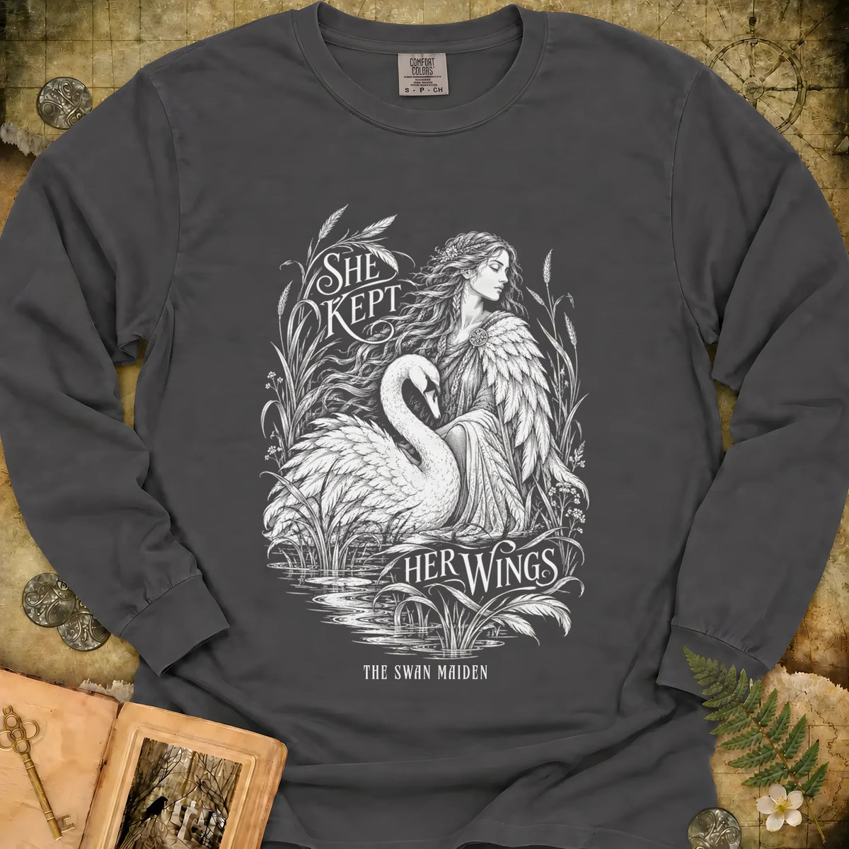 She Kept Her Wings Long Sleeve T-Shirt - Pepper