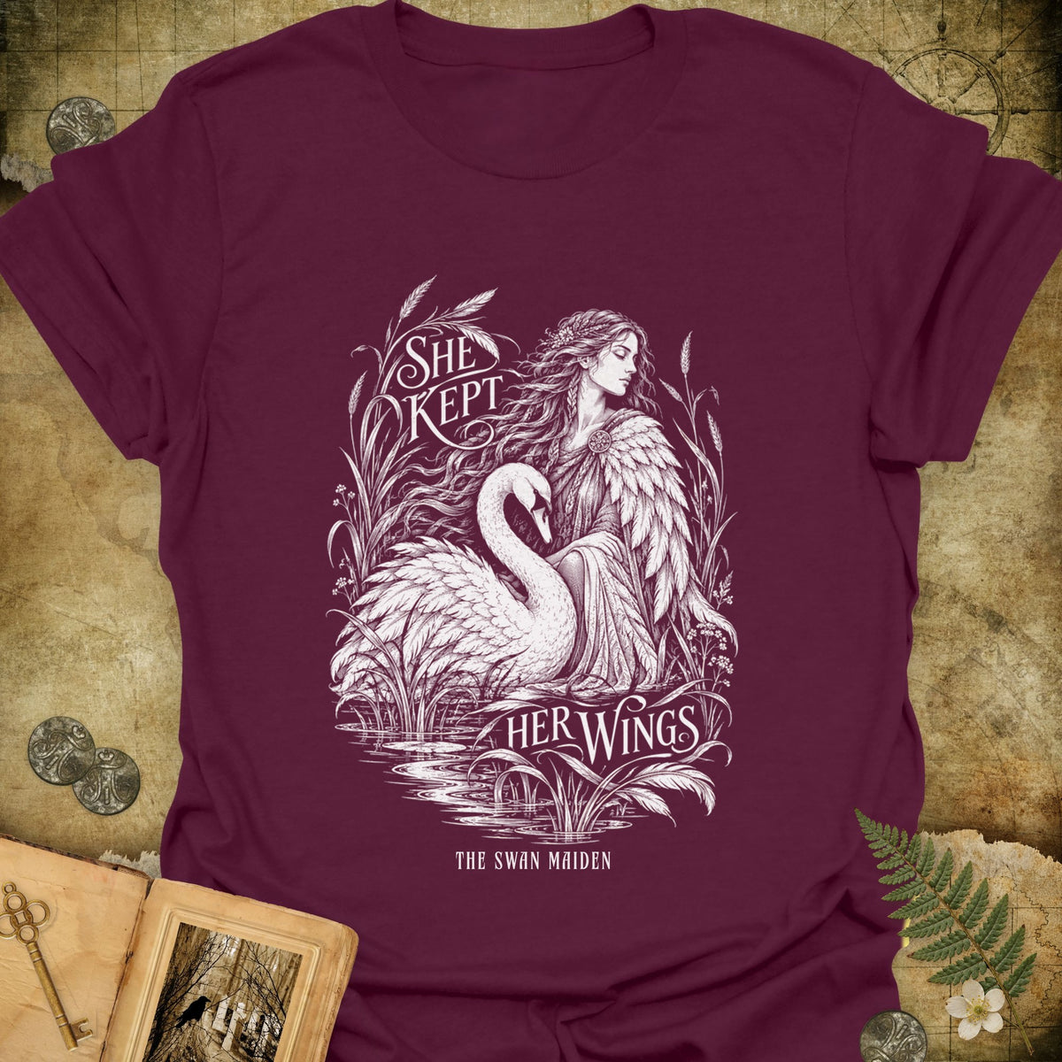 She Kept Her Wings T-Shirt - Maroon