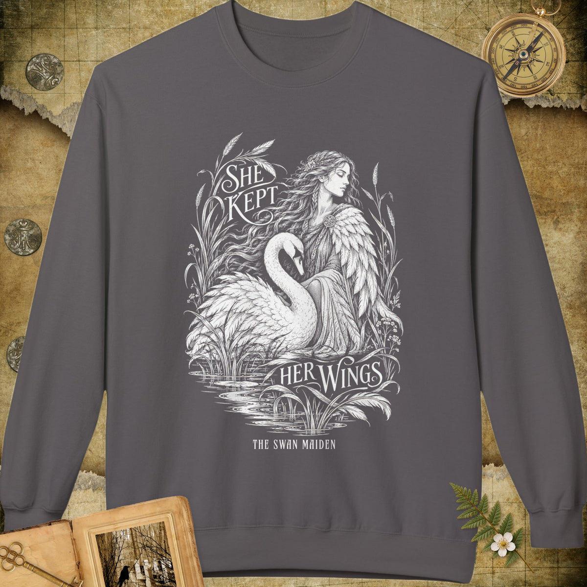 She Kept Her Wings Sweatshirt - Charcoal