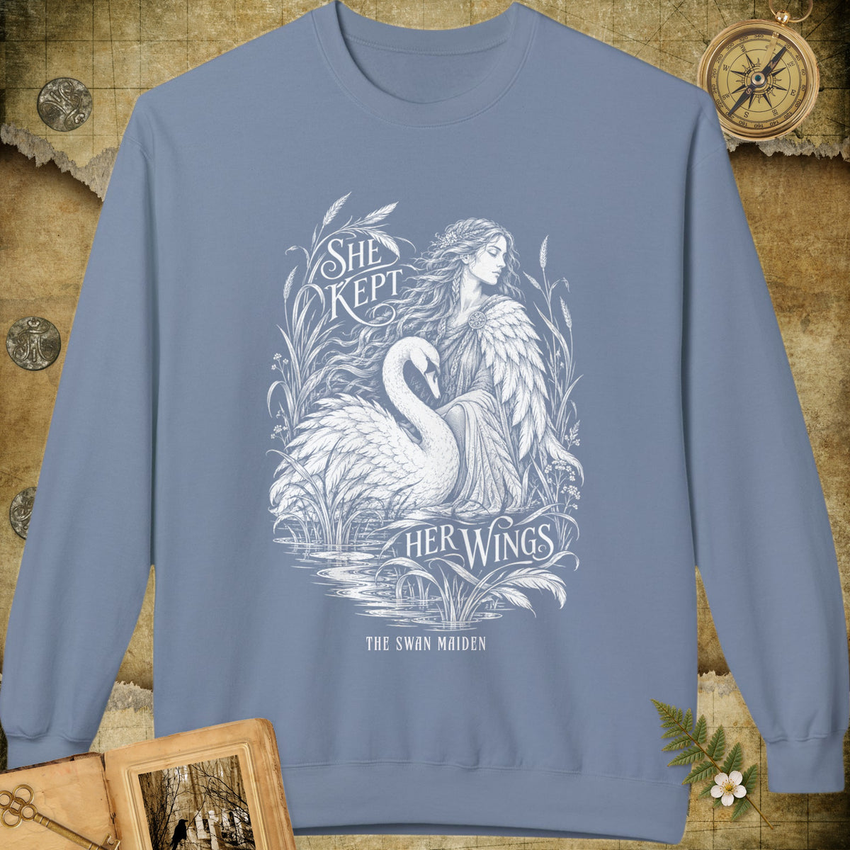 She Kept Her Wings Sweatshirt - Stone Blue