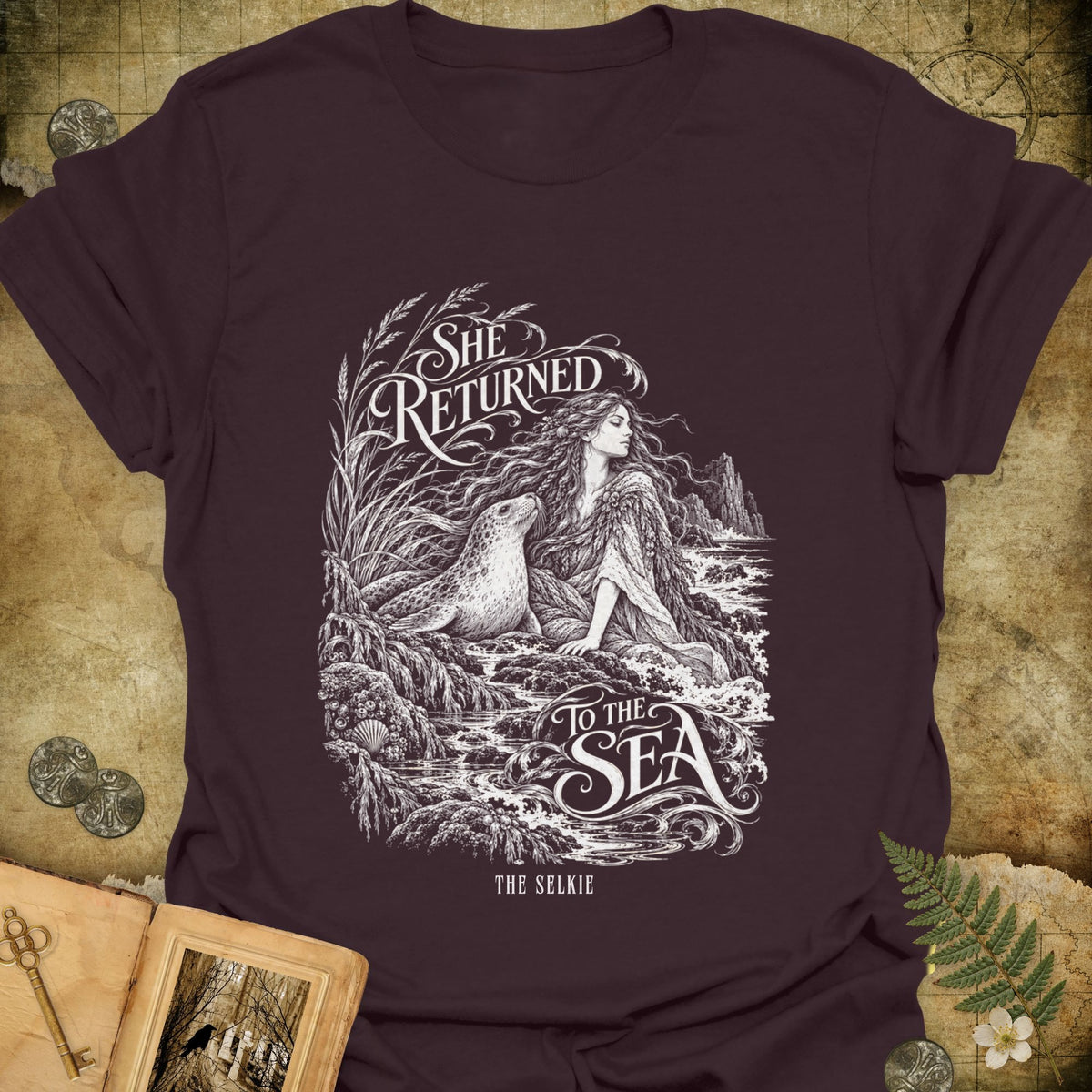She Returned To The Sea T-Shirt - Dark Chocolate