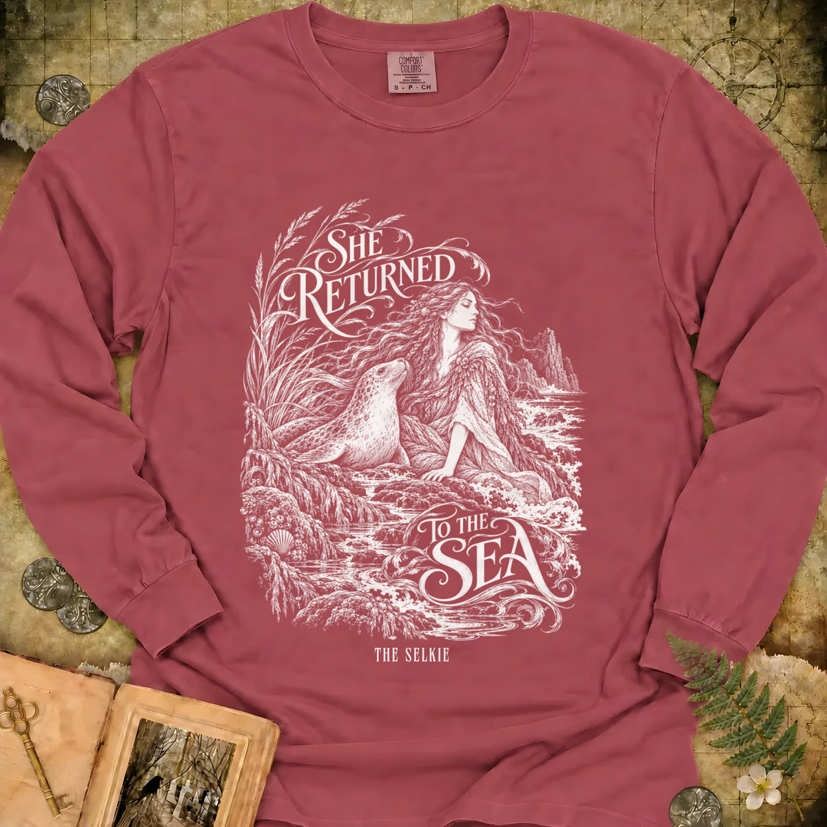 She Returned To The Sea Long Sleeve T-Shirt - Brick