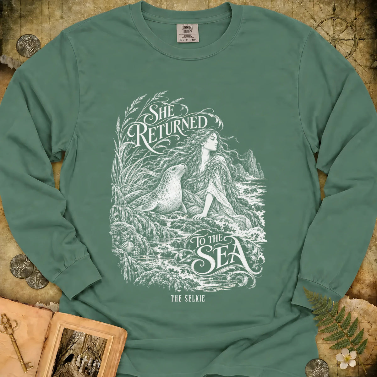 She Returned To The Sea Long Sleeve T-Shirt - Light Green
