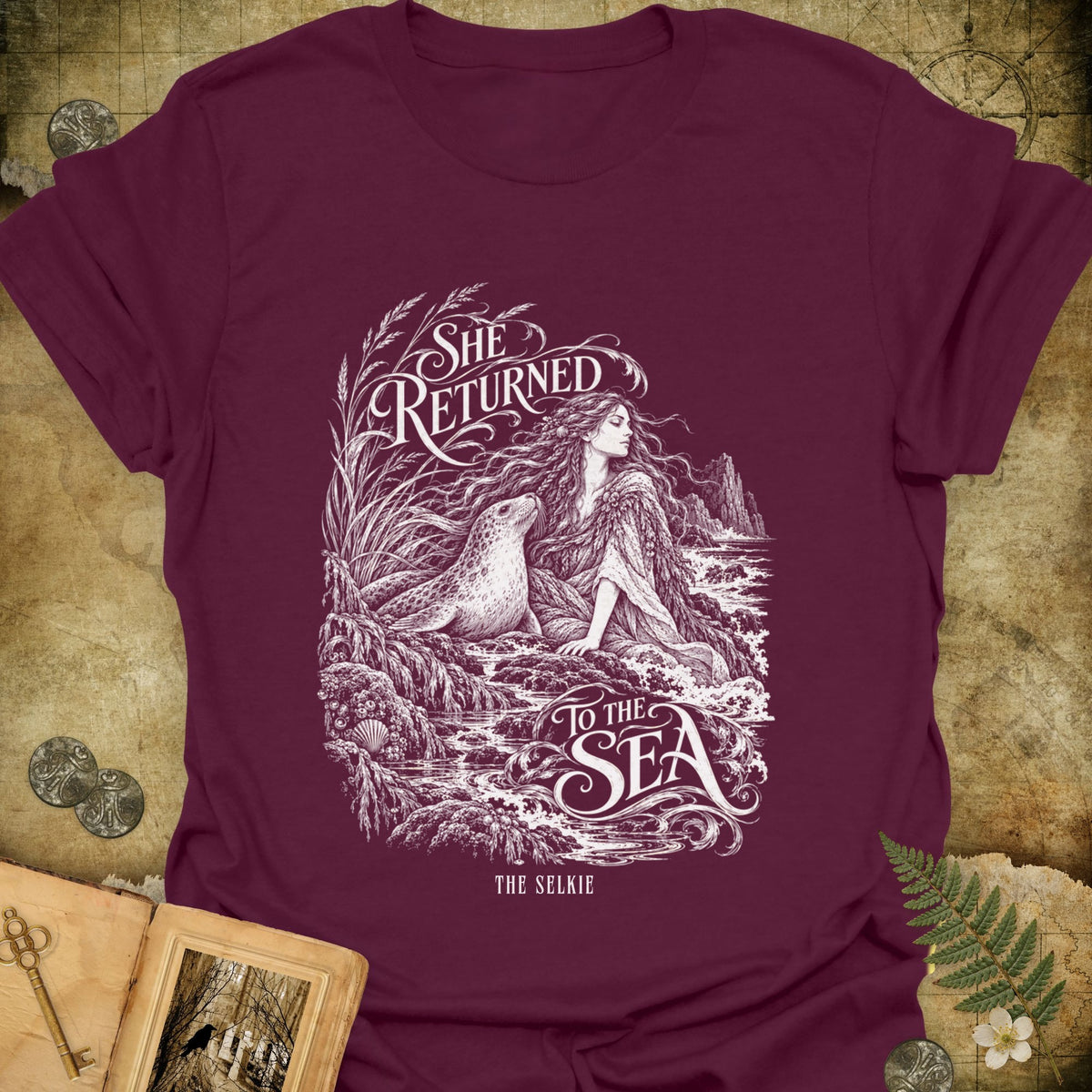 She Returned To The Sea T-Shirt - Maroon