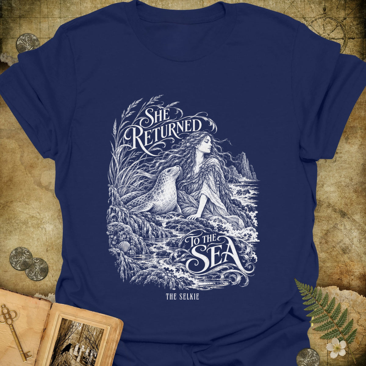 She Returned To The Sea T-Shirt - Navy