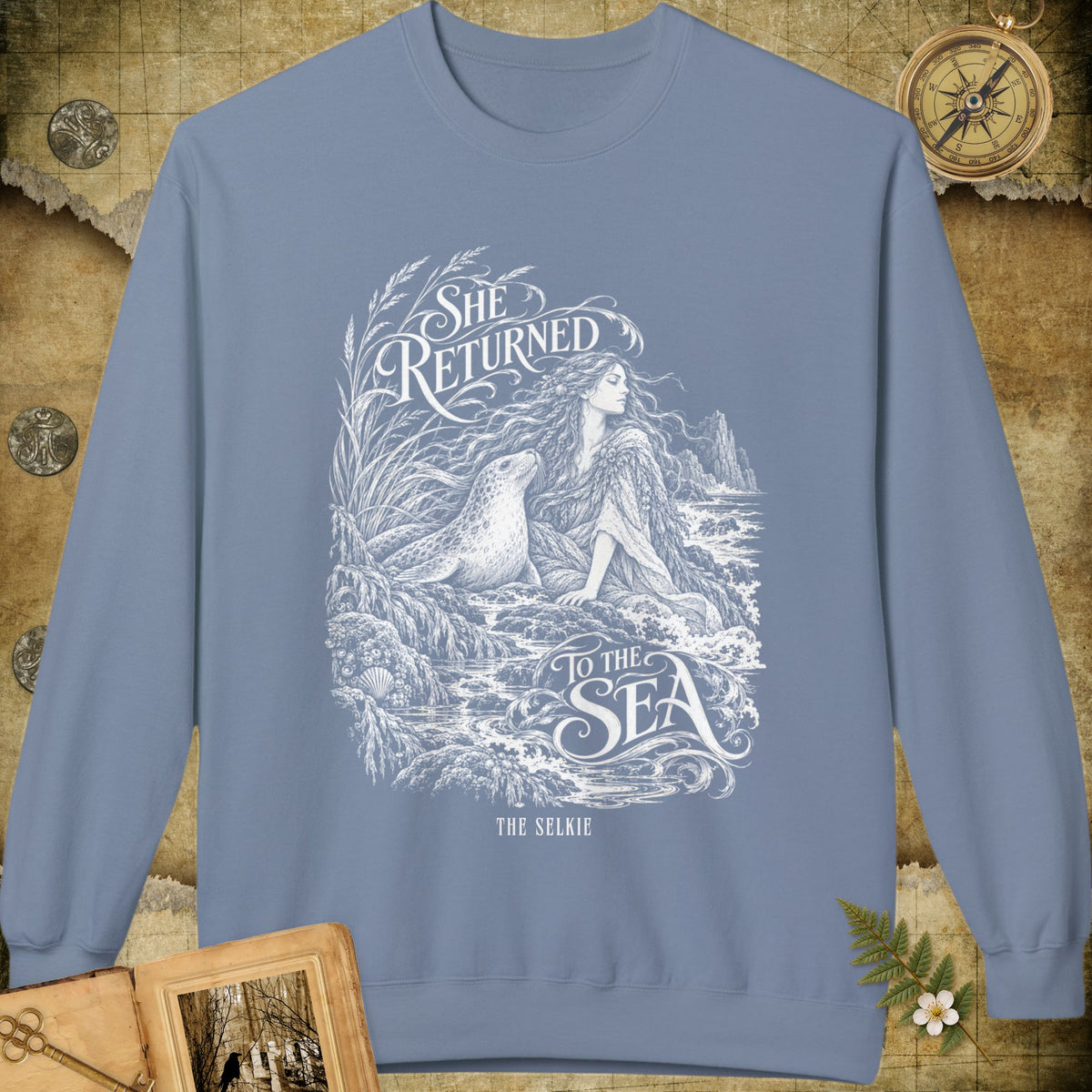 She Returned To The Sea Sweatshirt - Stone Blue