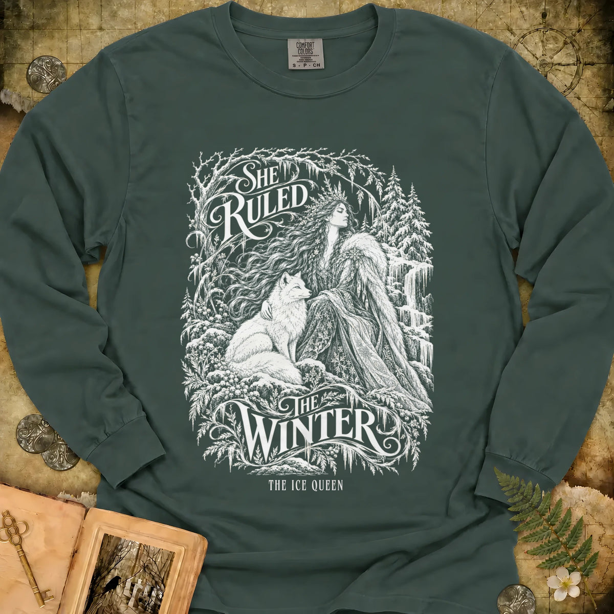 She Ruled Winter Long Sleeve T-Shirt - Blue Spruce
