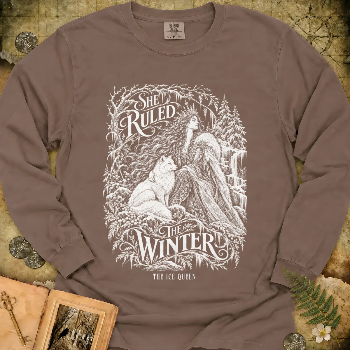 She Ruled Winter Long Sleeve T-Shirt - Espresso