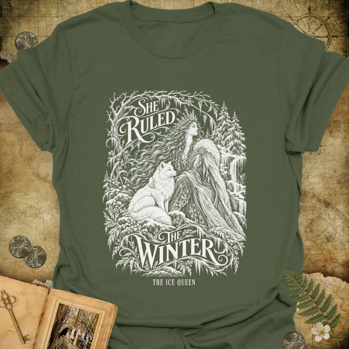 She Ruled Winter T-Shirt - Military Green