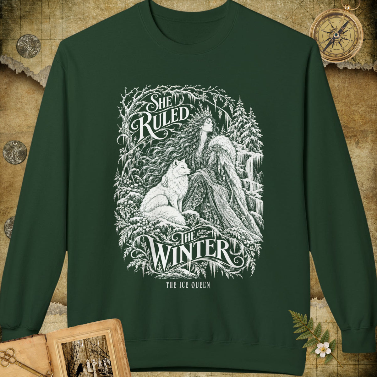She Ruled Winter Sweatshirt - Forest Green