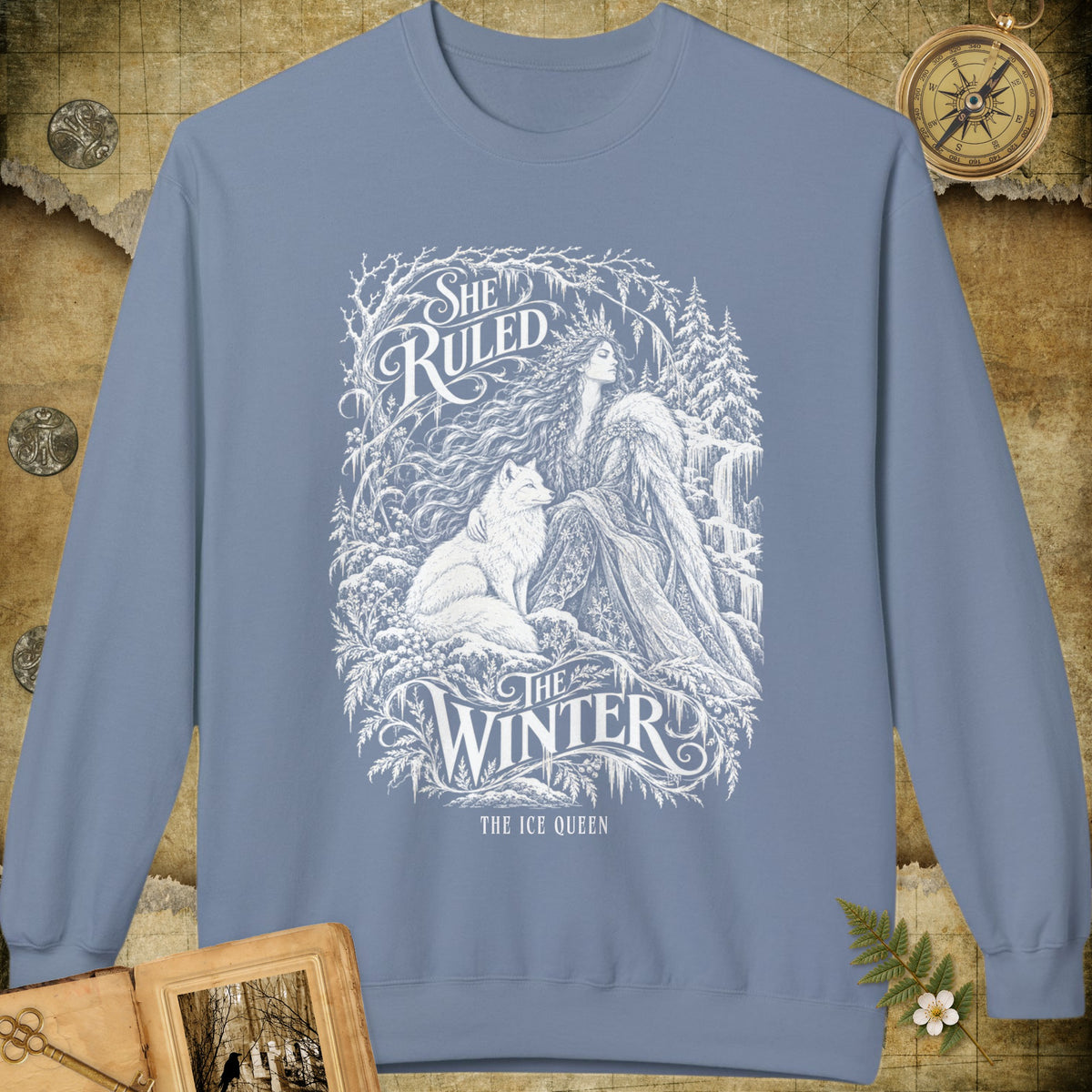 She Ruled Winter Sweatshirt - Stone Blue