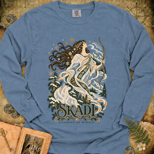 Skadi - Guardian Of Winter Long Sleeve T-Shirt - Blue Jean