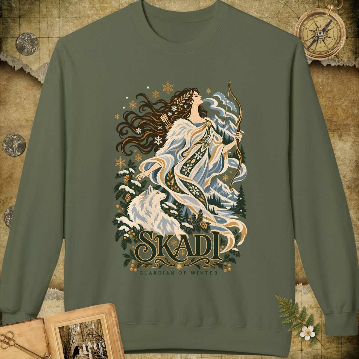 Skadi - Guardian Of Winter Sweatshirt - Military Green