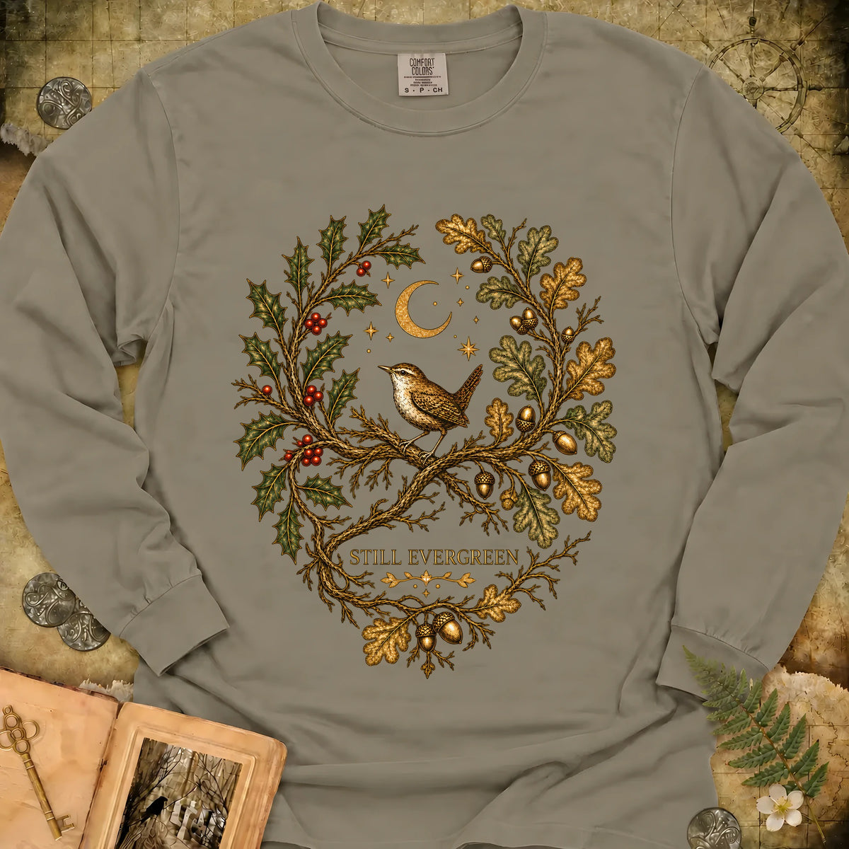 Still Evergreen Long Sleeve T-Shirt - Sandstone