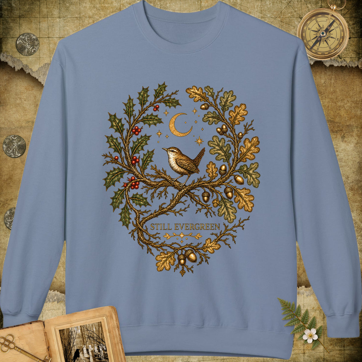 Still Evergreen Sweatshirt - Stone Blue