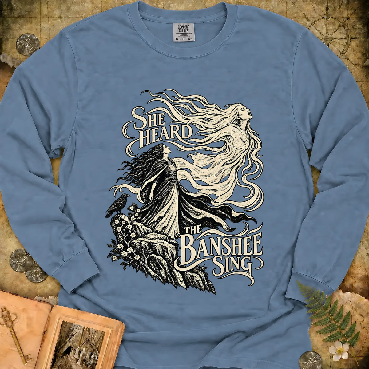The Banshee Sings Long Sleeve T-Shirt - Blue Jean