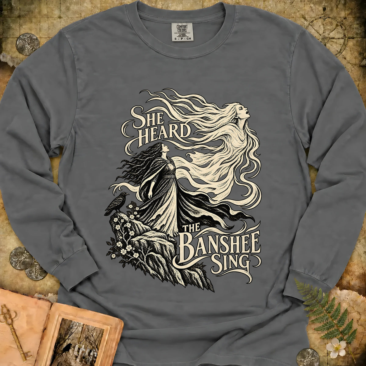 The Banshee Sings Long Sleeve T-Shirt - Granite