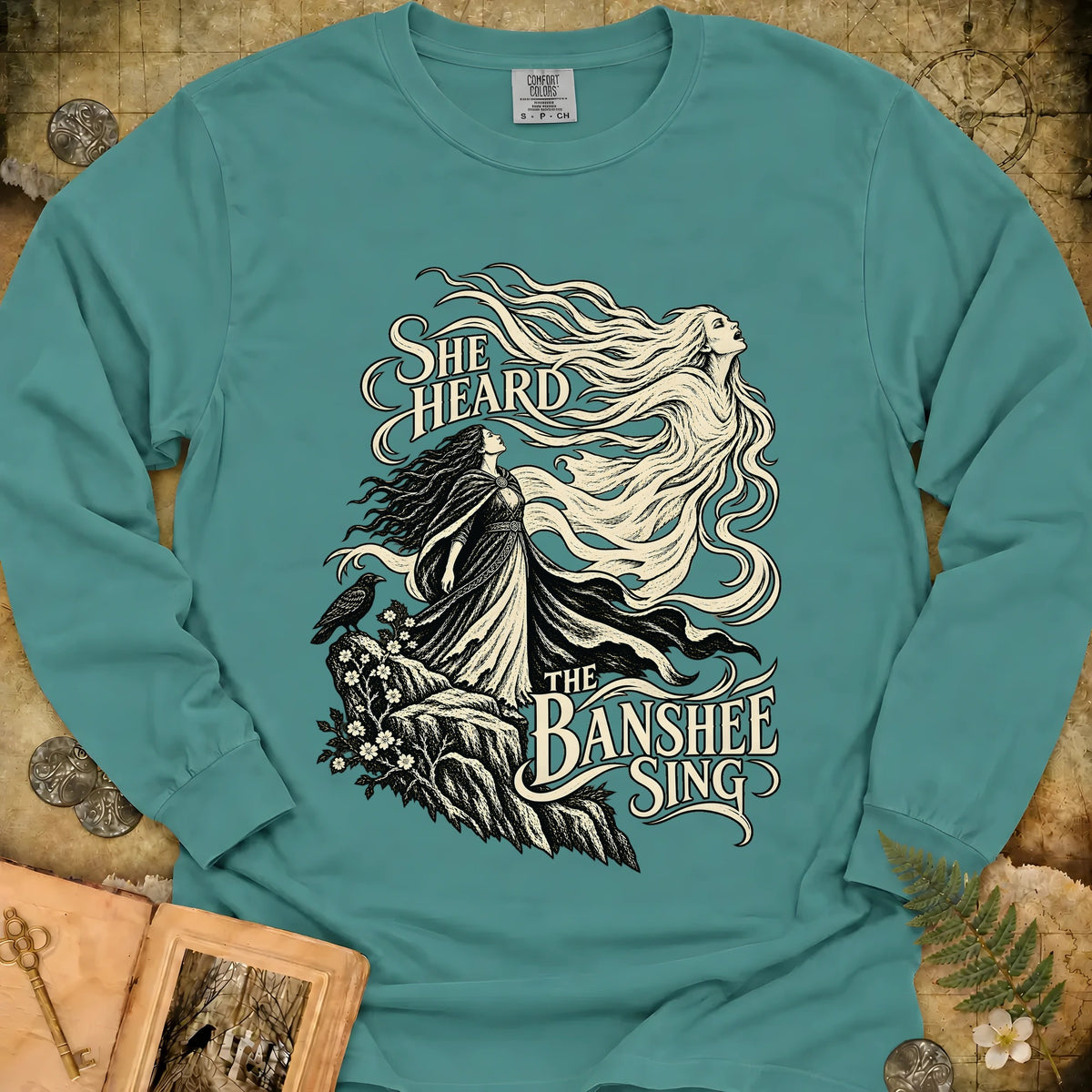 The Banshee Sings Long Sleeve T-Shirt - Seafoam