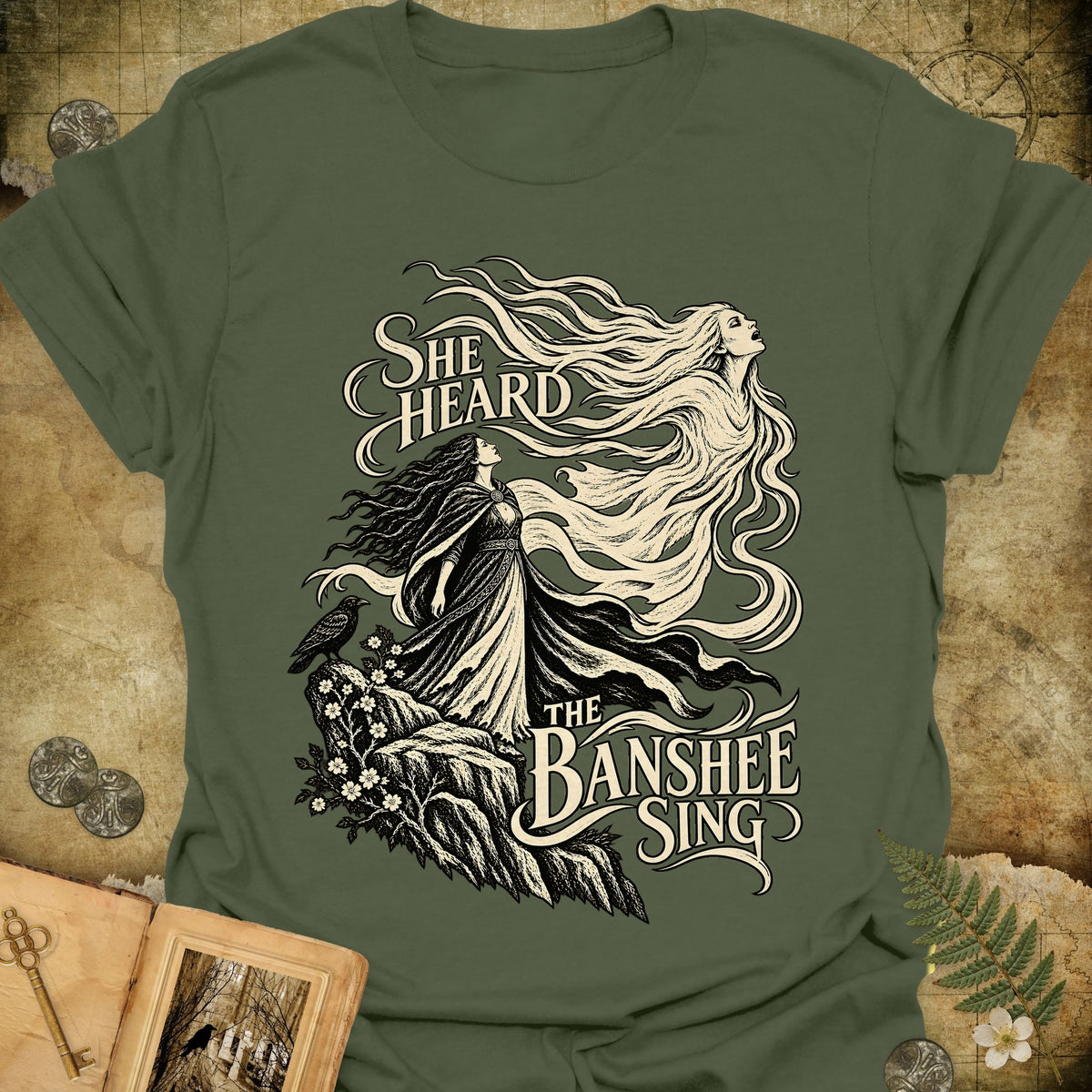 The Banshee Sings T-Shirt - Military Green