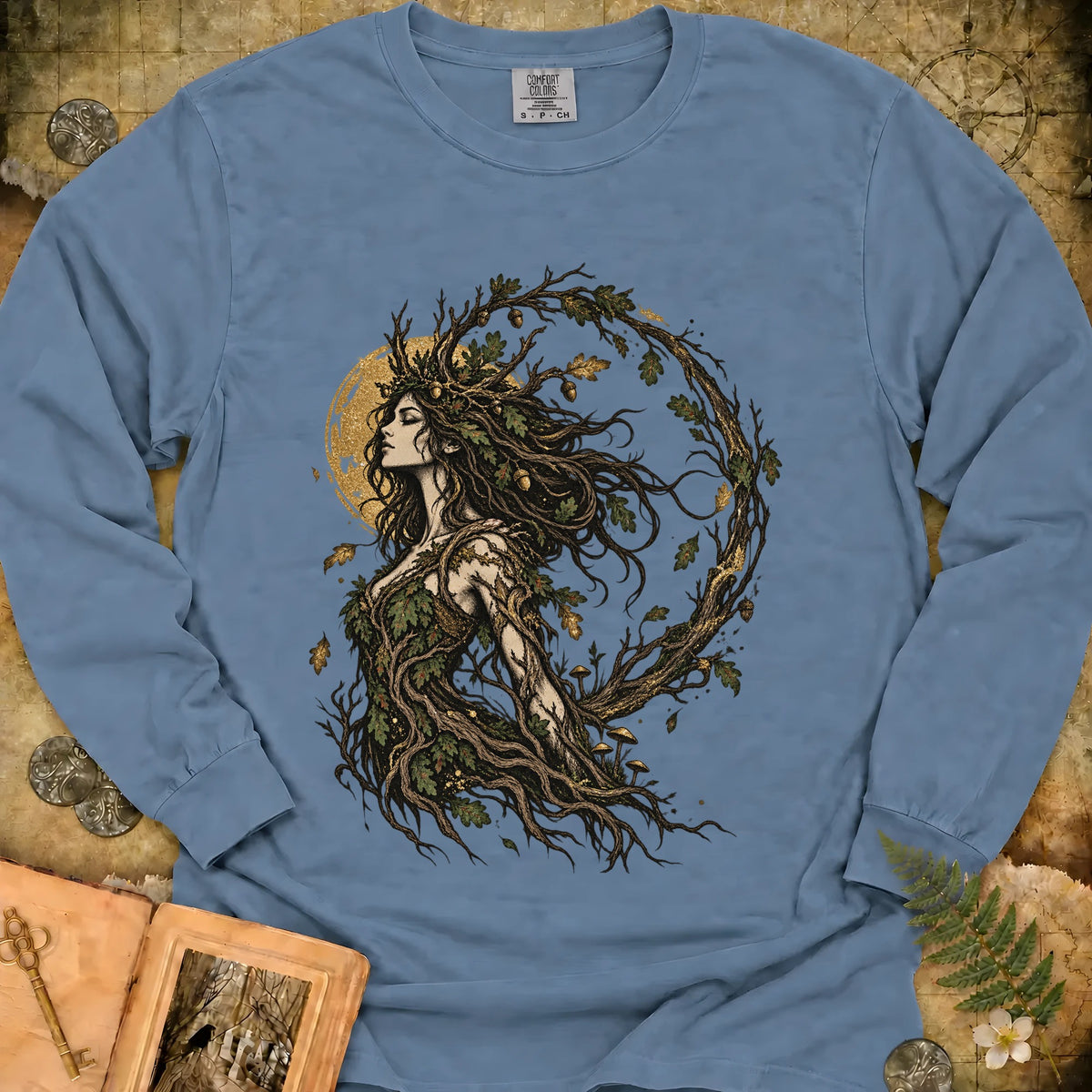 The Dryad Long Sleeve T-Shirt - Blue Jean