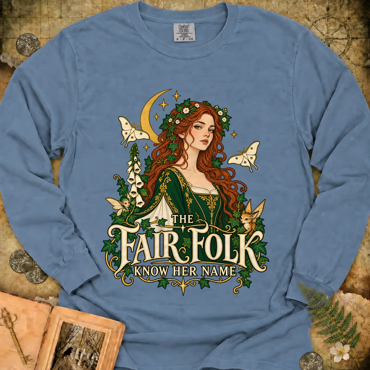 The Fair Folk Long Sleeve T-Shirt - Blue Jean