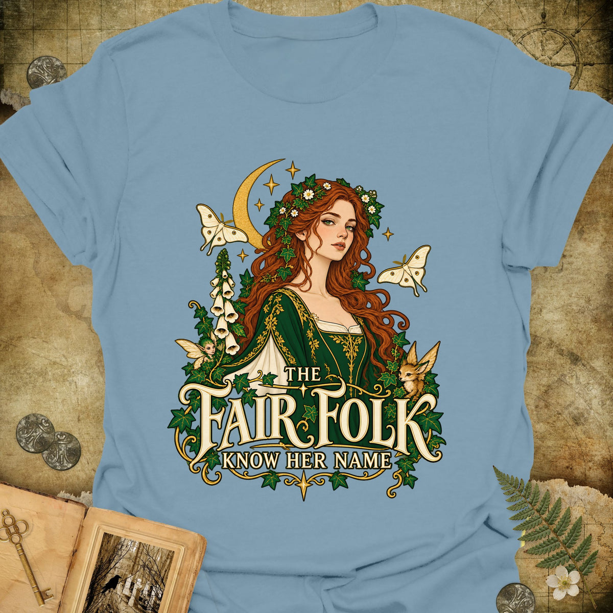 The Fair Folk T-Shirt - Stone Blue