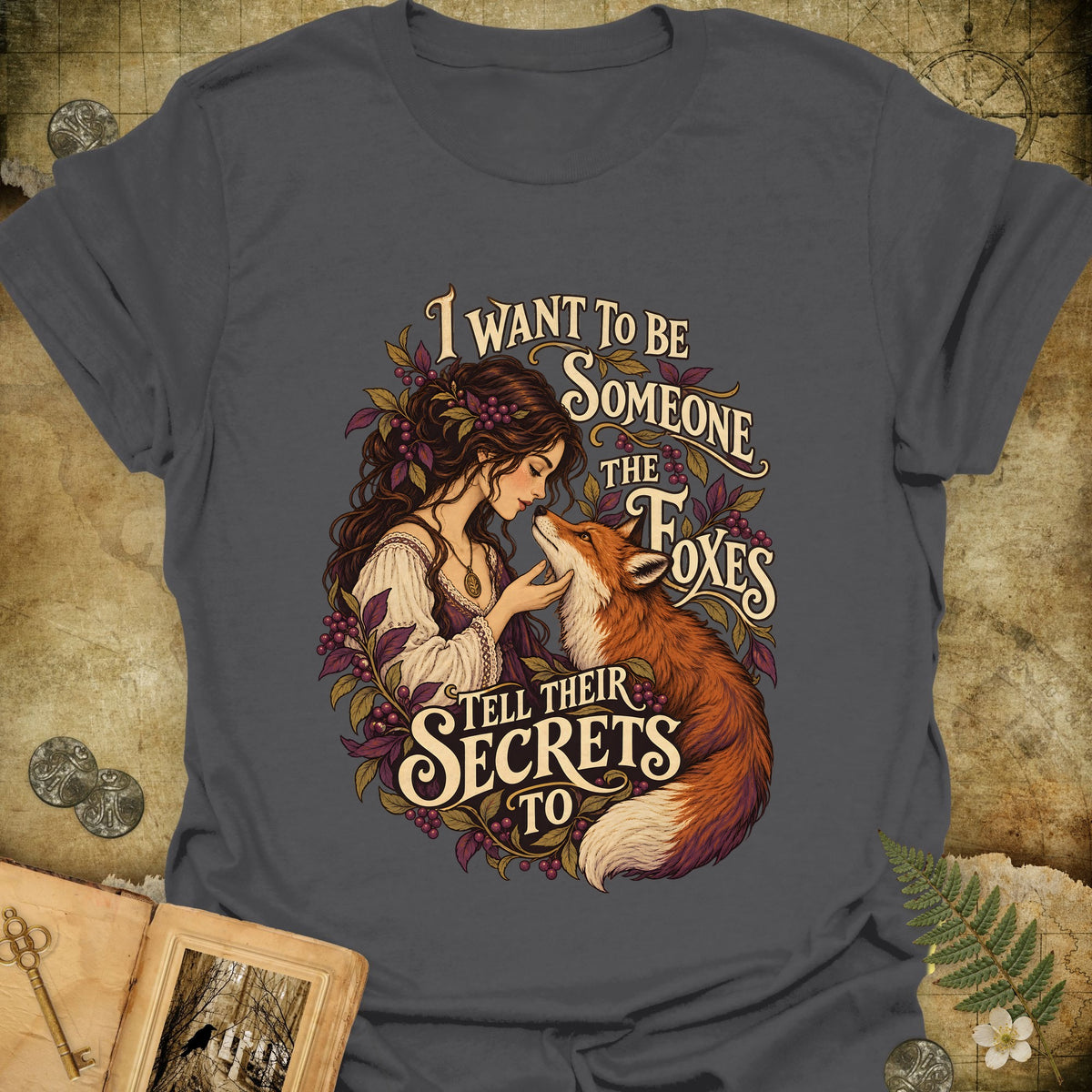 The Foxes Secrets T-Shirt - Charcoal