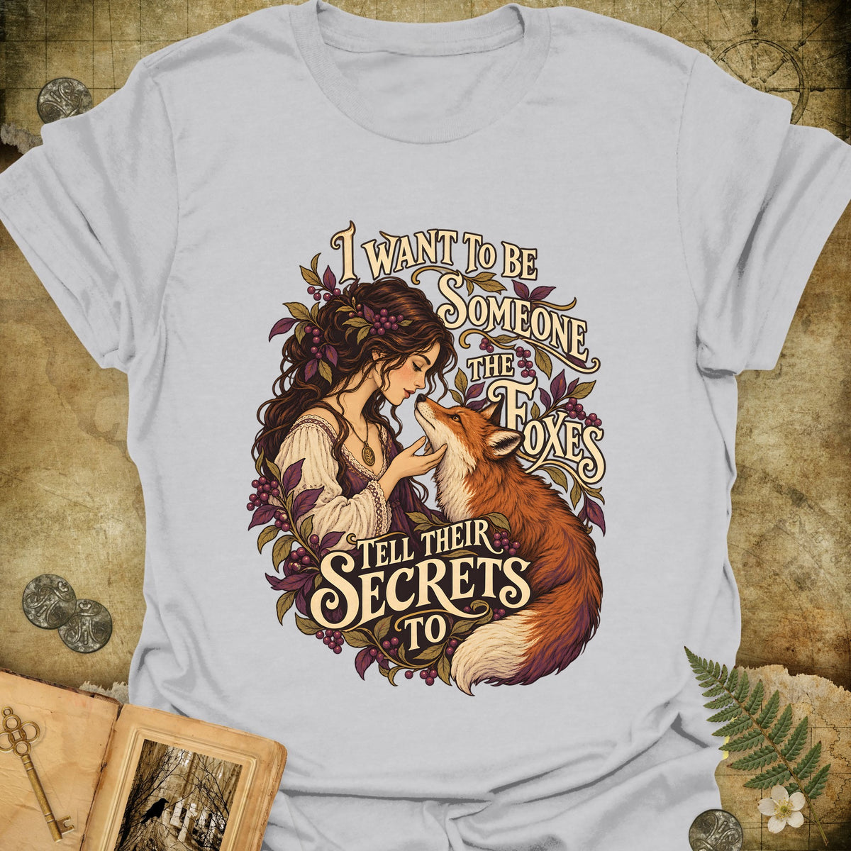 The Foxes Secrets T-Shirt - Ice Grey