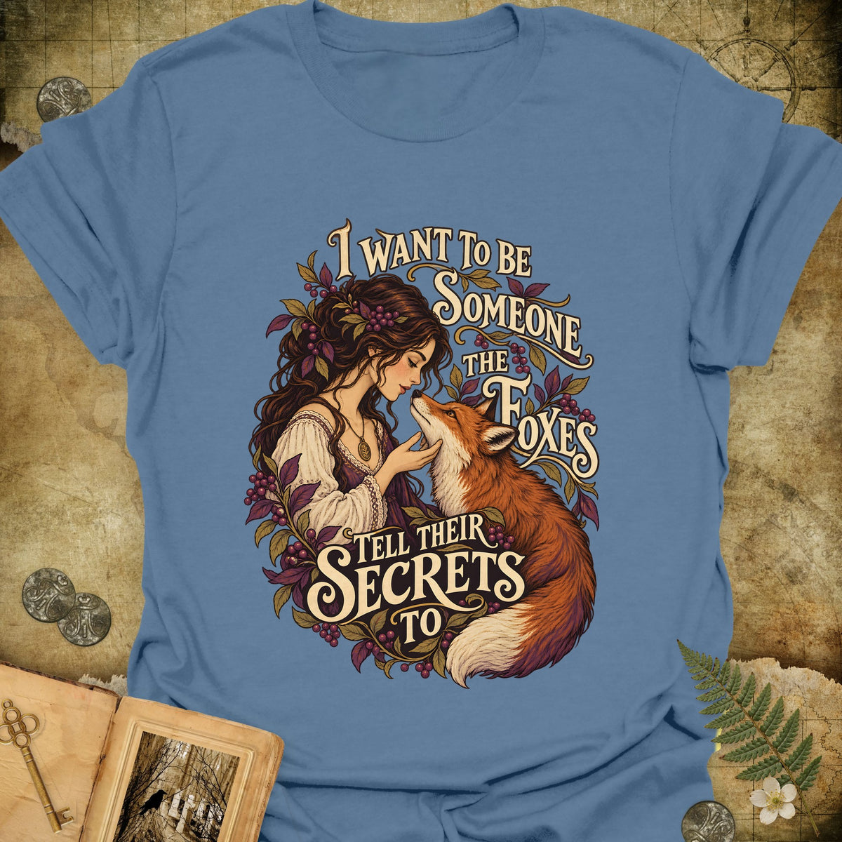 The Foxes Secrets T-Shirt - Indigo Blue