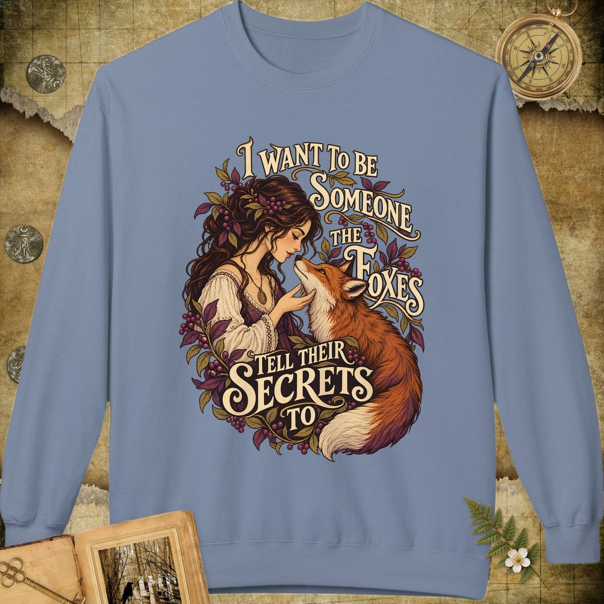 The Foxes Secrets Sweatshirt - Stone Blue