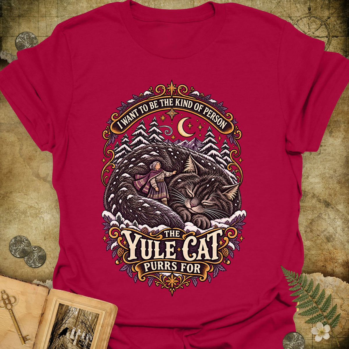 The Kind Of Person The Yule Cat Purrs For T-Shirt - Antique Cherry Red