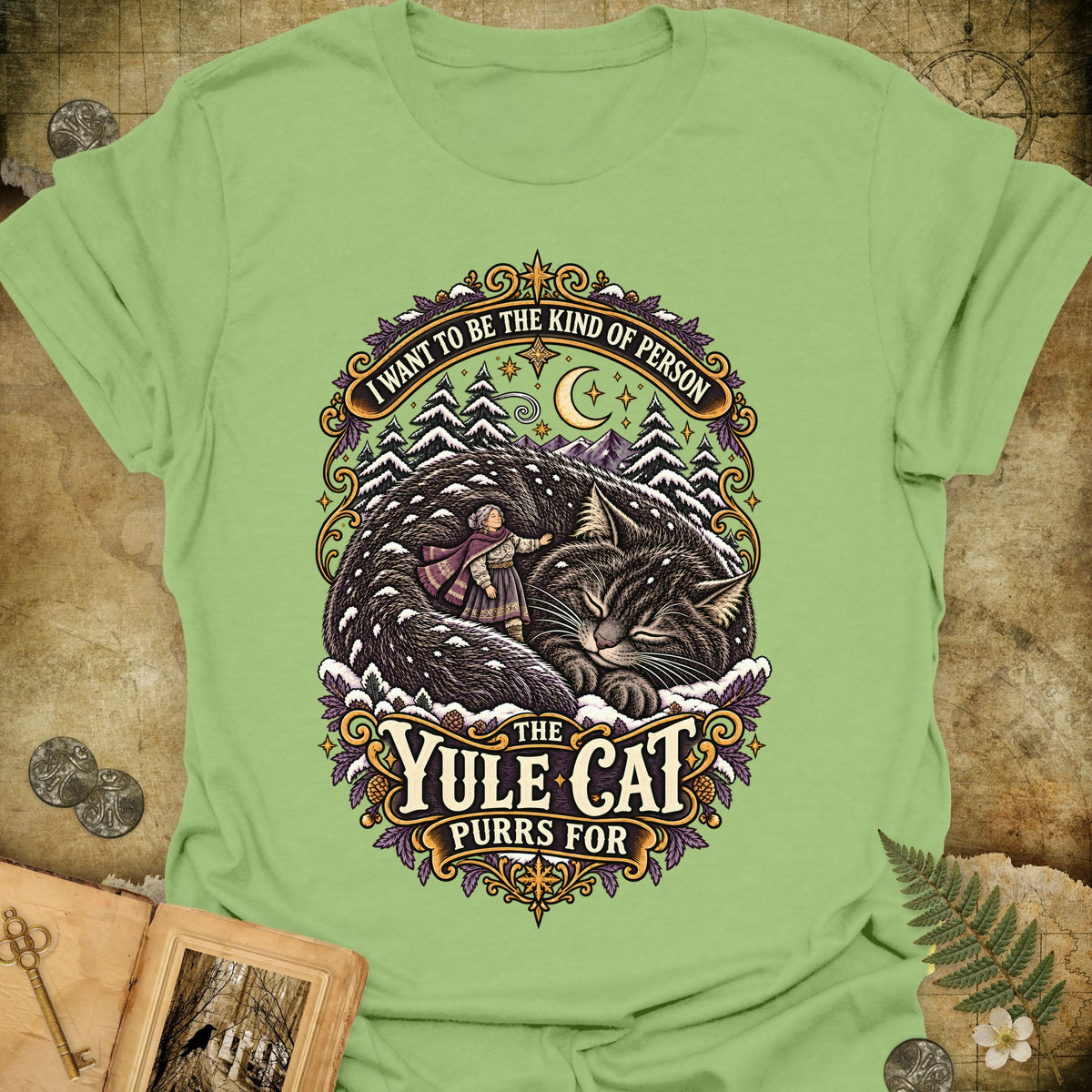 The Kind Of Person The Yule Cat Purrs For T-Shirt - Kiwi