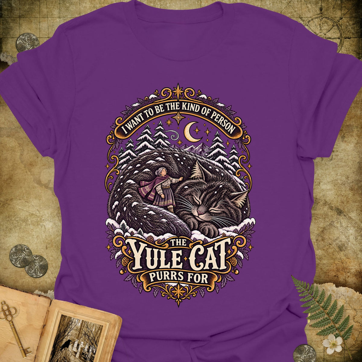 The Kind Of Person The Yule Cat Purrs For T-Shirt - Purple
