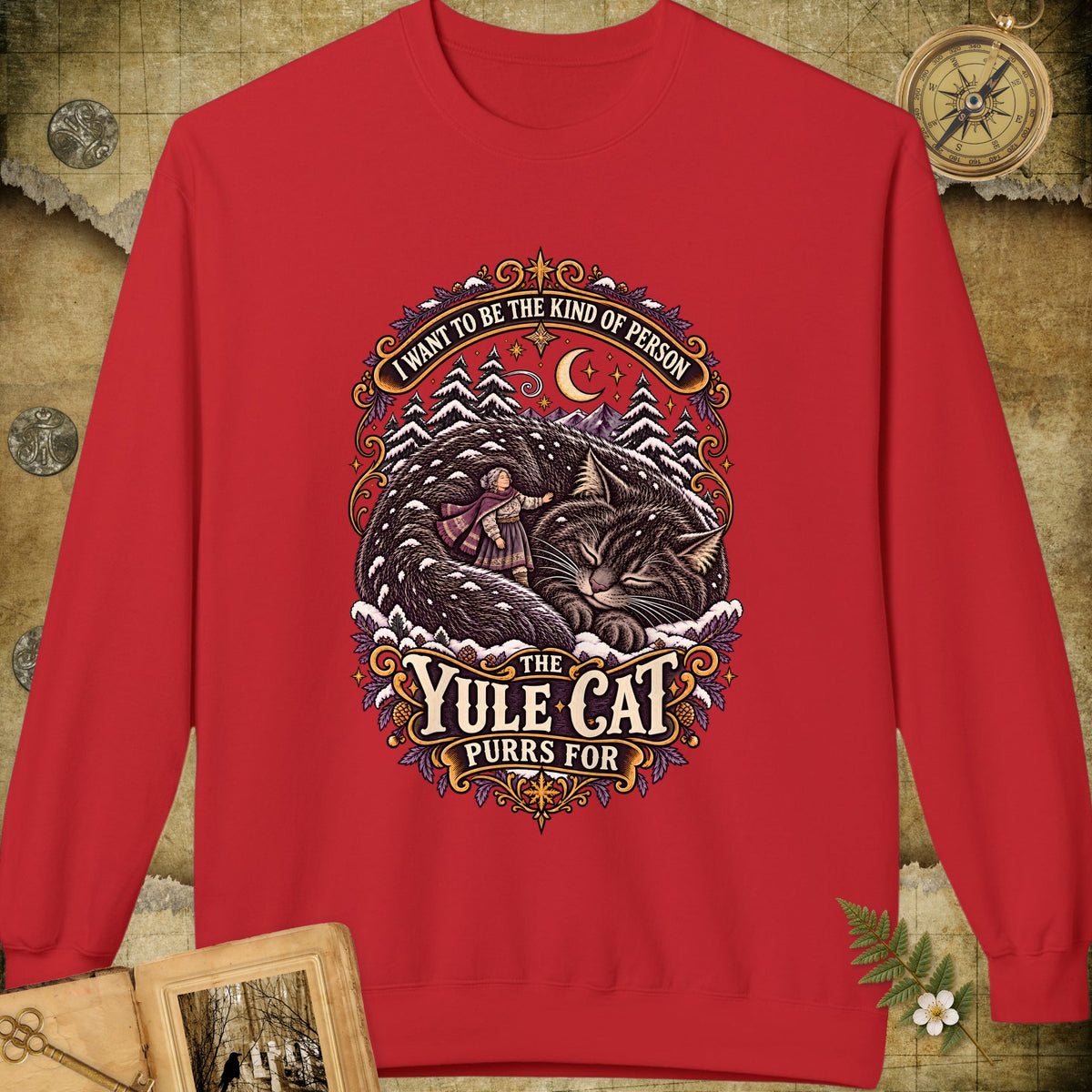 The Kind Of Person The Yule Cat Purrs For Sweatshirt - Red