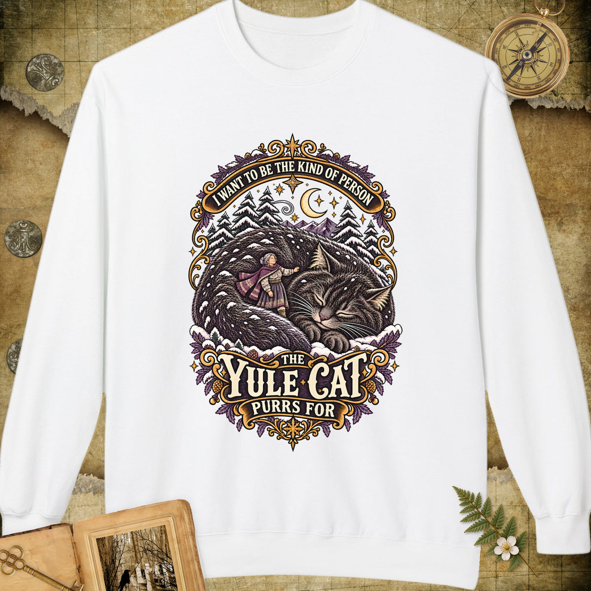 The Kind Of Person The Yule Cat Purrs For Sweatshirt - White
