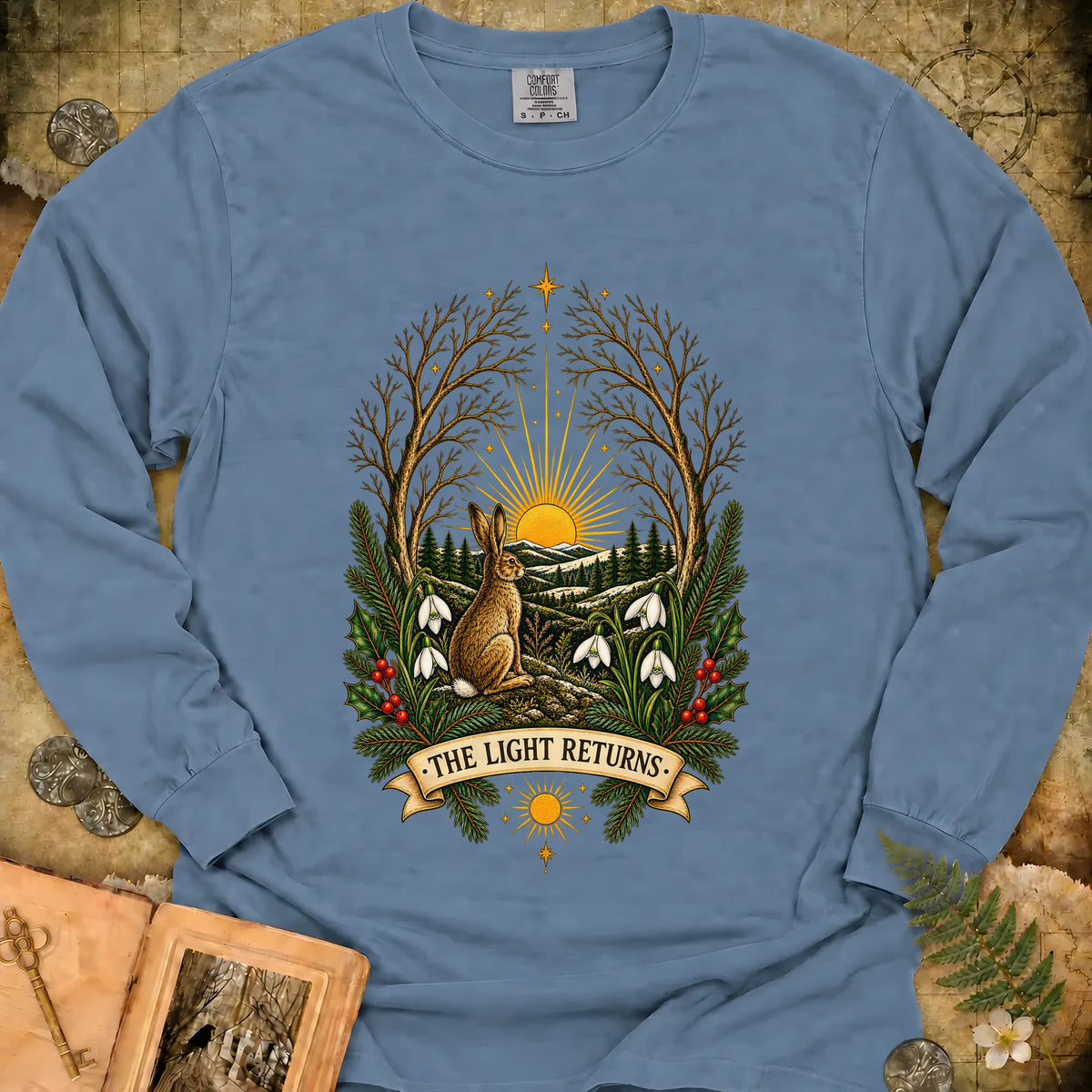 The Light Returns Long Sleeve T-Shirt - Blue Jean