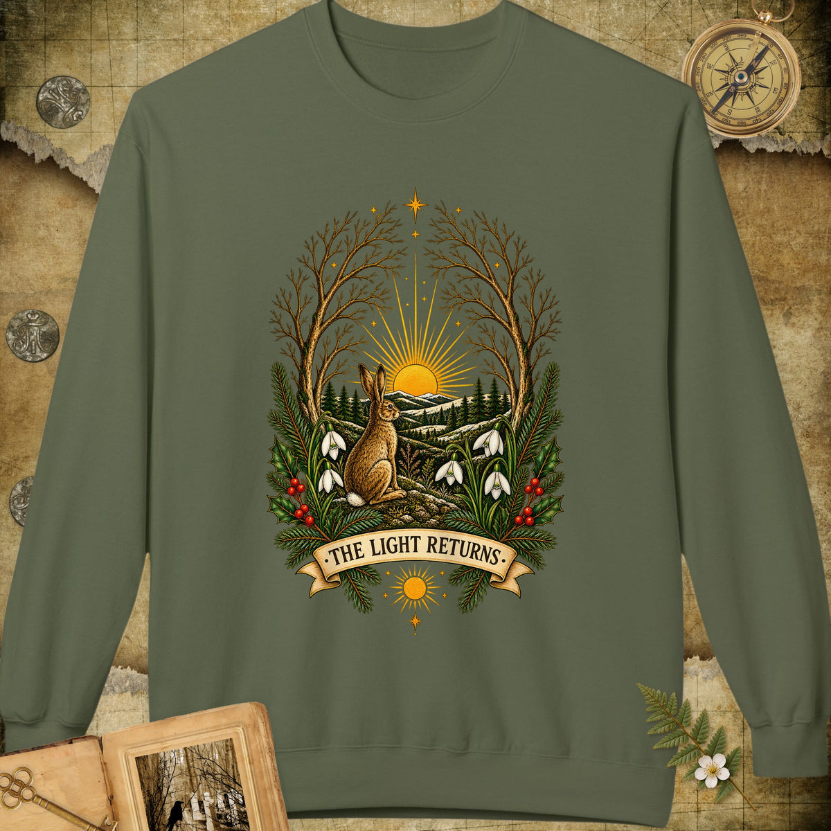 The Light Returns Sweatshirt - Military Green