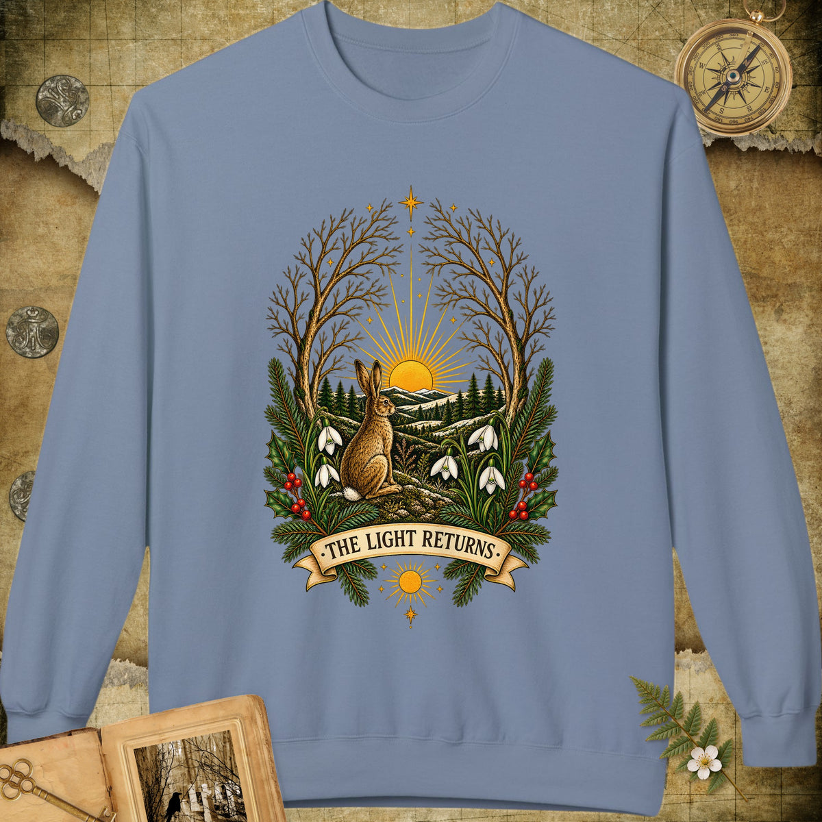 The Light Returns Sweatshirt - Stone Blue