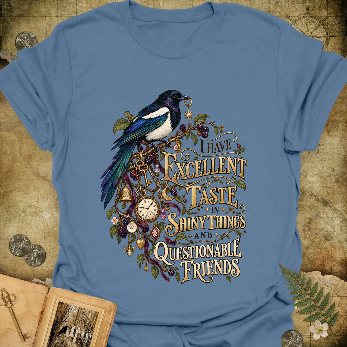 The Magpie Society T-Shirt - Indigo Blue