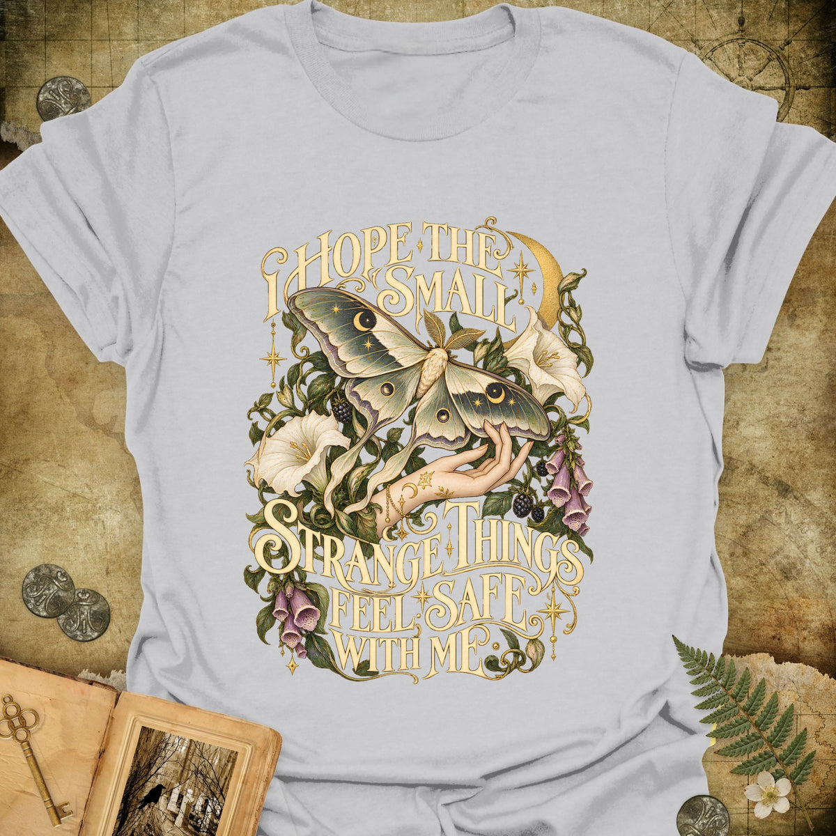 The Moth Whisperer T-Shirt - Ice Grey