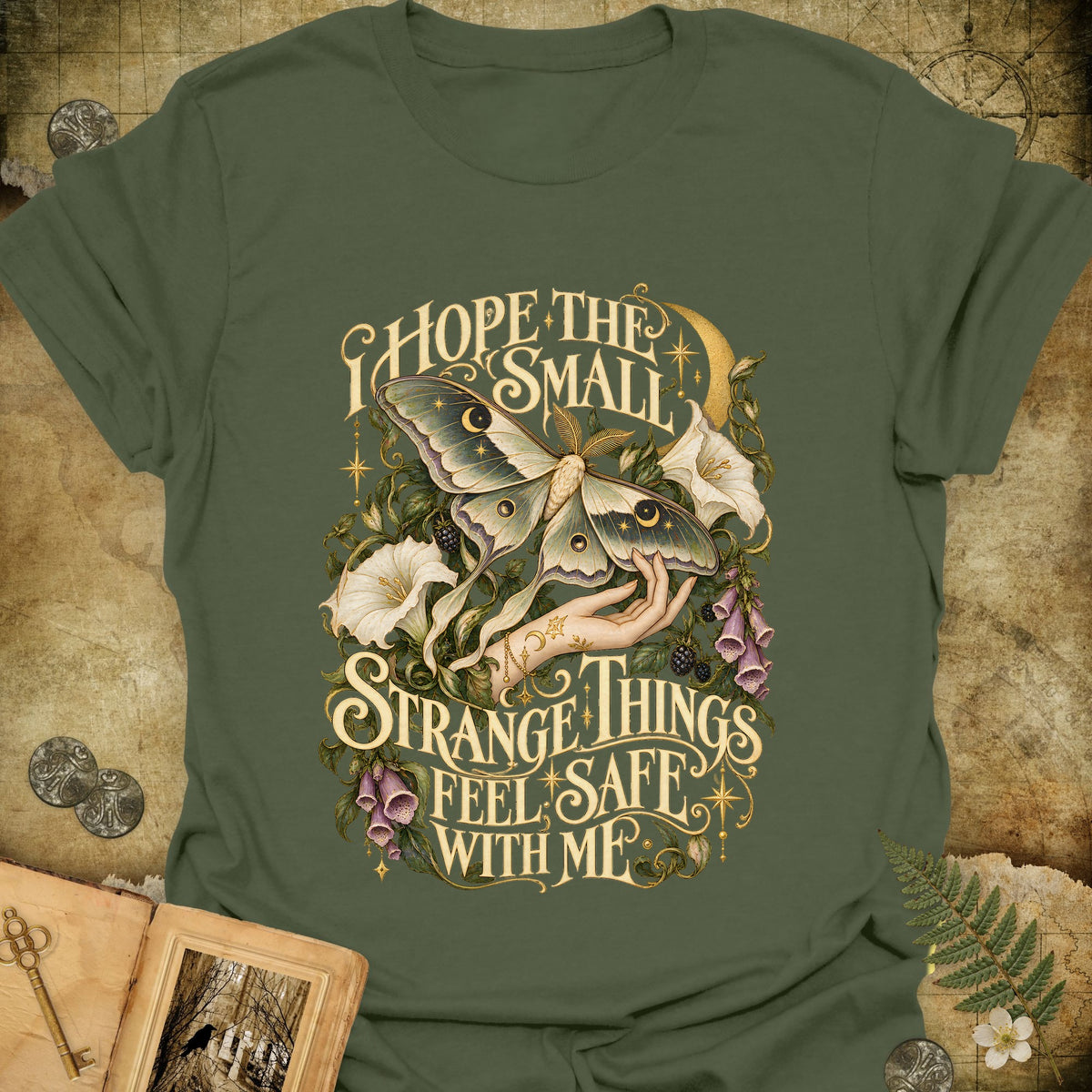 The Moth Whisperer T-Shirt - Military Green