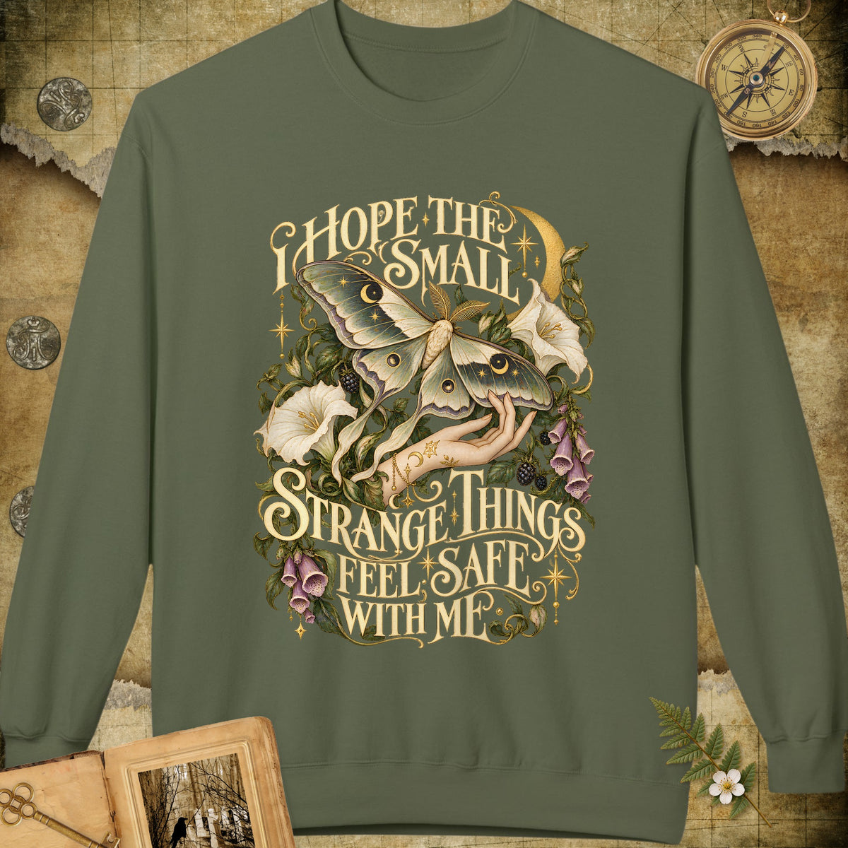 The Moth Whisperer Sweatshirt - Military Green
